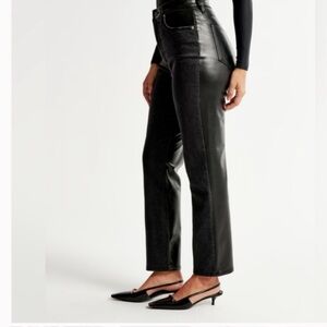 Abercrombie ankle straight ultra high rise jeans-29S black leather and denim